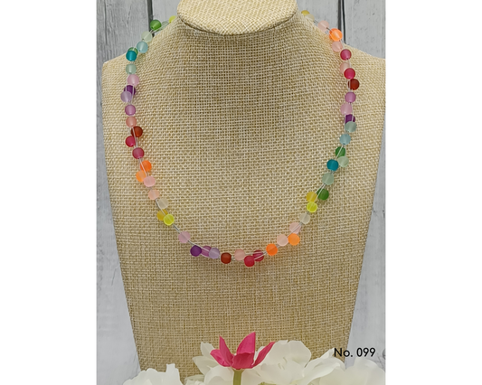 Halskette Glasperlen, gefrostet 4mm, Diana