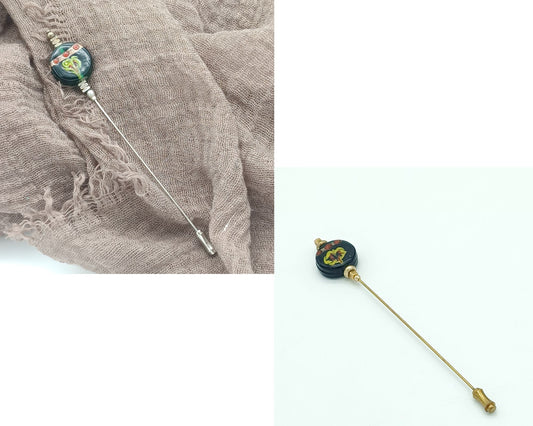 Hutnadel - Schalnadel mit böhmischen Glasperlen Rund