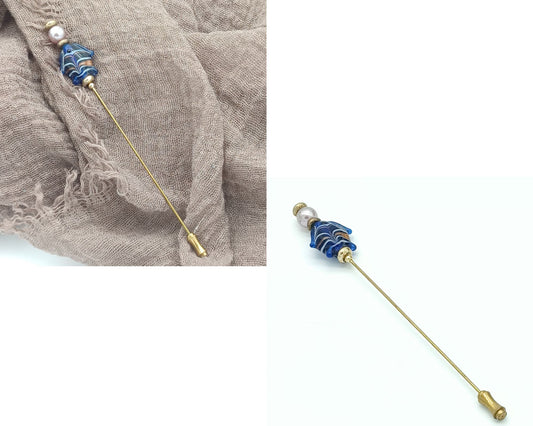 Hutnadel - Schalnadel mit böhmischen Glasperlen Fisch