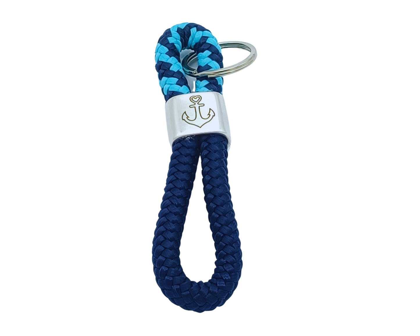 Segelseil 8er Schlüsselanhänger 10mm, blau / türkis, Anker