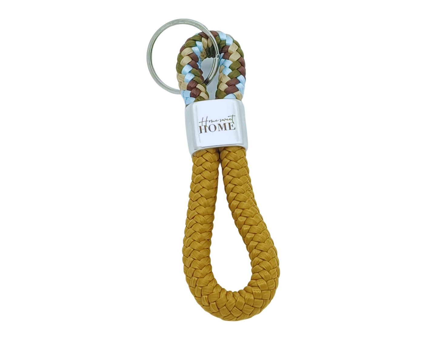 Segelseil 8er Schlüsselanhänger 10mm, braun/ creme blau, Home sweet Home