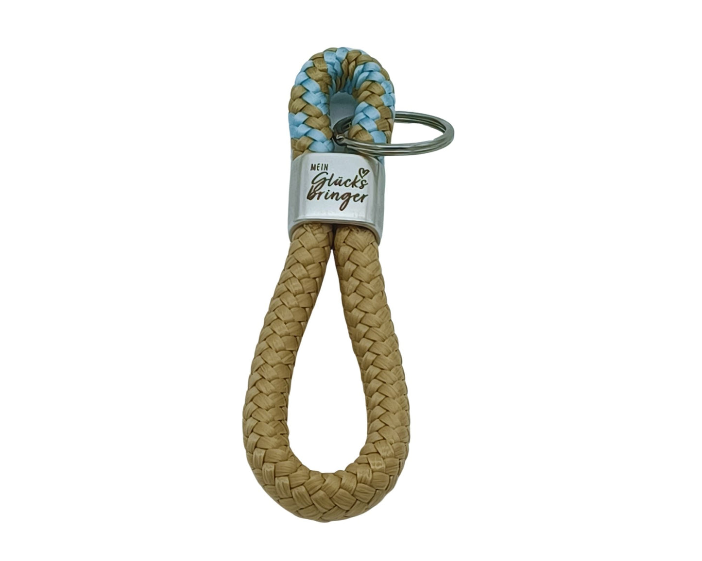 Segelseil 8er Schlüsselanhänger 10mm, braun/ braun blau, mein Glücksbringer