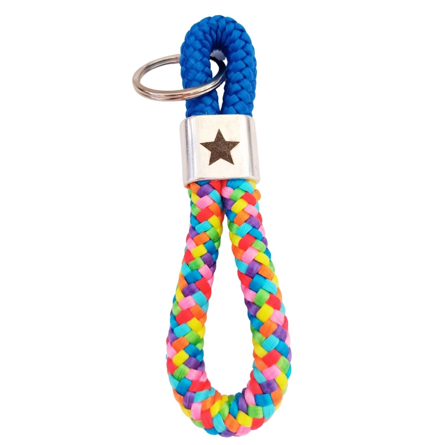 Segelseil 8er Schlüsselanhänger 10mm, bunt / blau- Stern