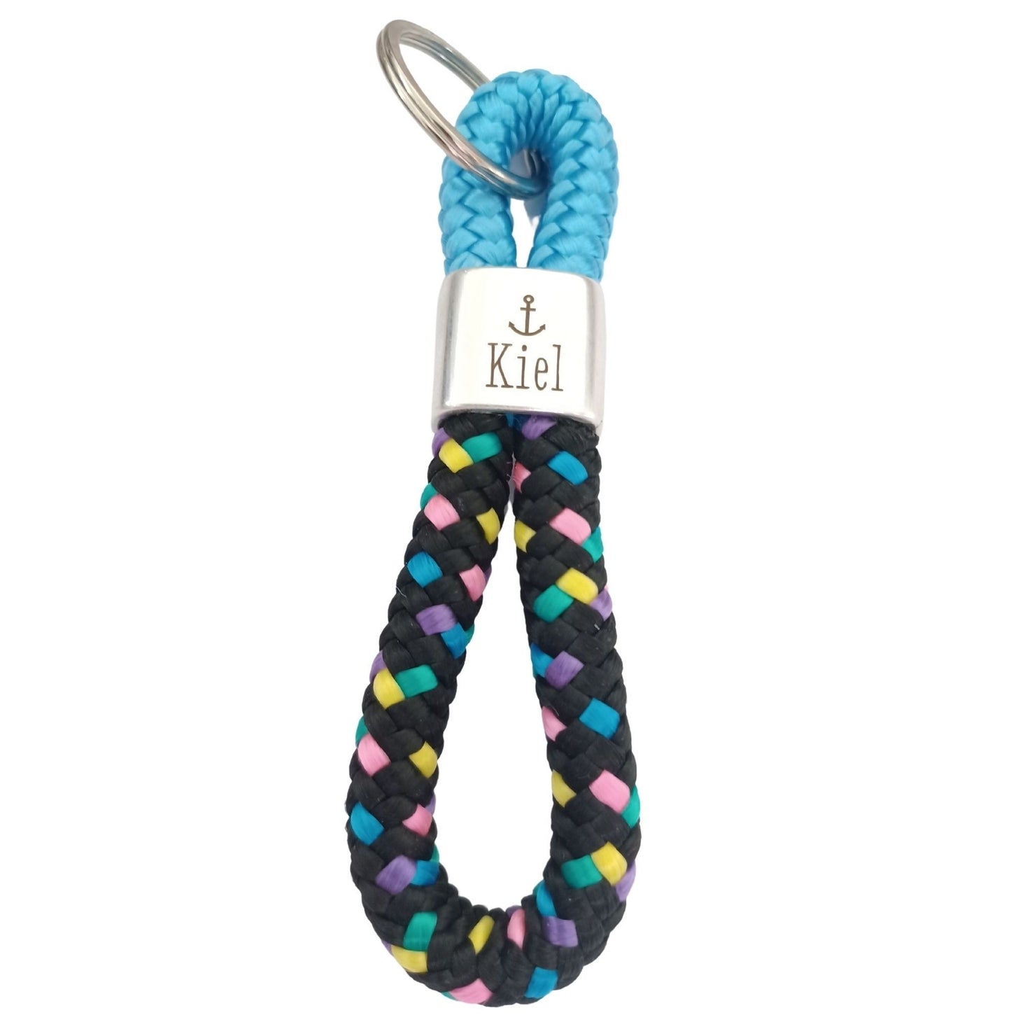 Segelseil 8er Schlüsselanhänger 10mm, bunt / türkis - Kiel