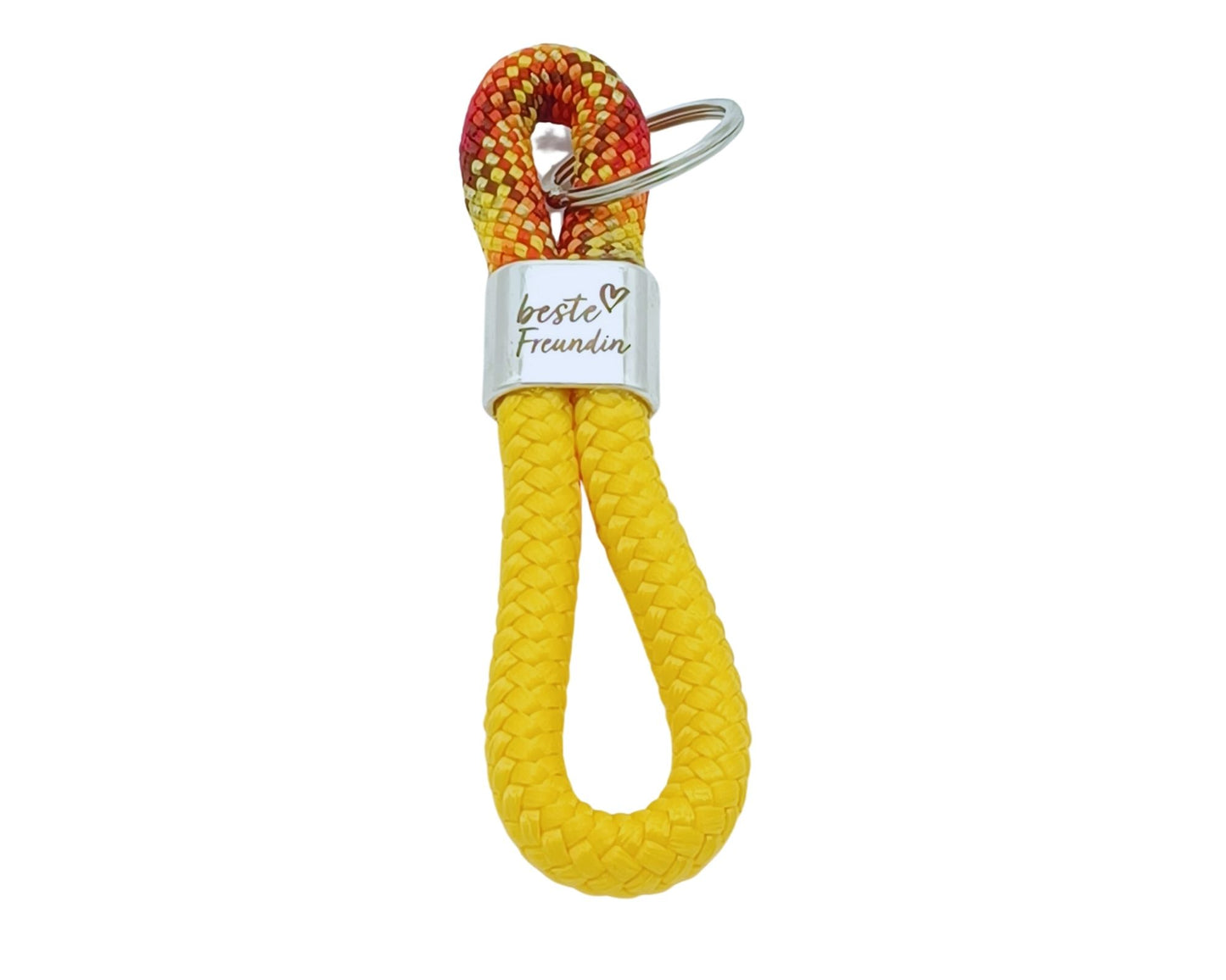 Segelseil 8er Schlüsselanhänger 10mm, gelb/ orange rot, beste Freundin