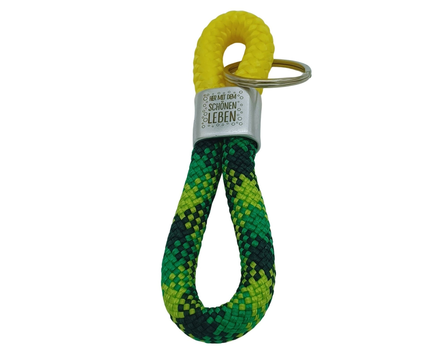 Segelseil 8er Schlüsselanhänger 10mm, gelb/ grün, her mit dem schönen Leben