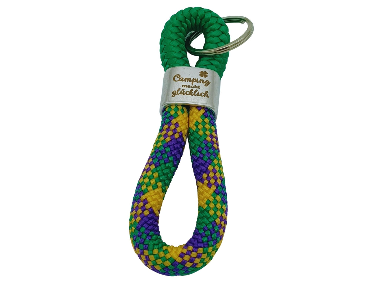 Segelseil 8er Schlüsselanhänger 10mm, grün lila/ grün, Camping macht glücklich