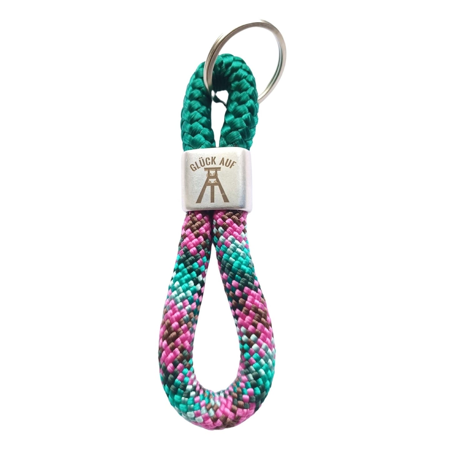 Segelseil 8er Schlüsselanhänger 10mm, grün / grün pink - Glück auf