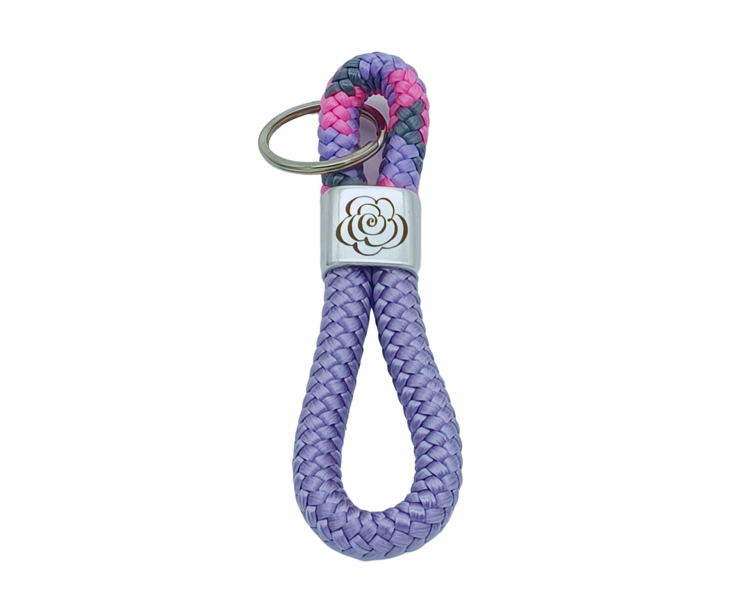 Segelseil 8er Schlüsselanhänger 10mm, lila / lila, Blume Rose
