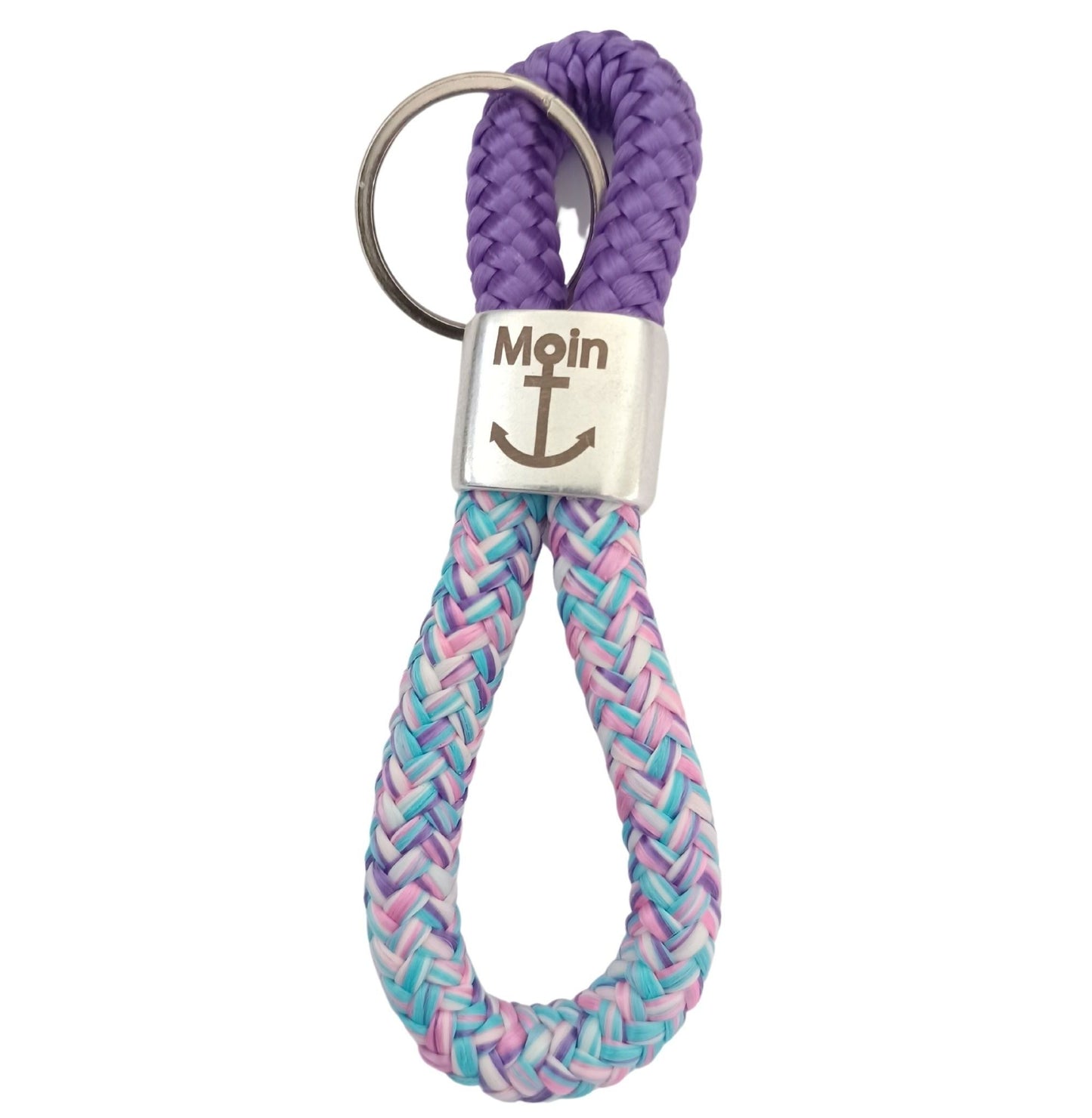 Segelseil 8er Schlüsselanhänger 10mm, lila/ lila meliert- Moin Anker