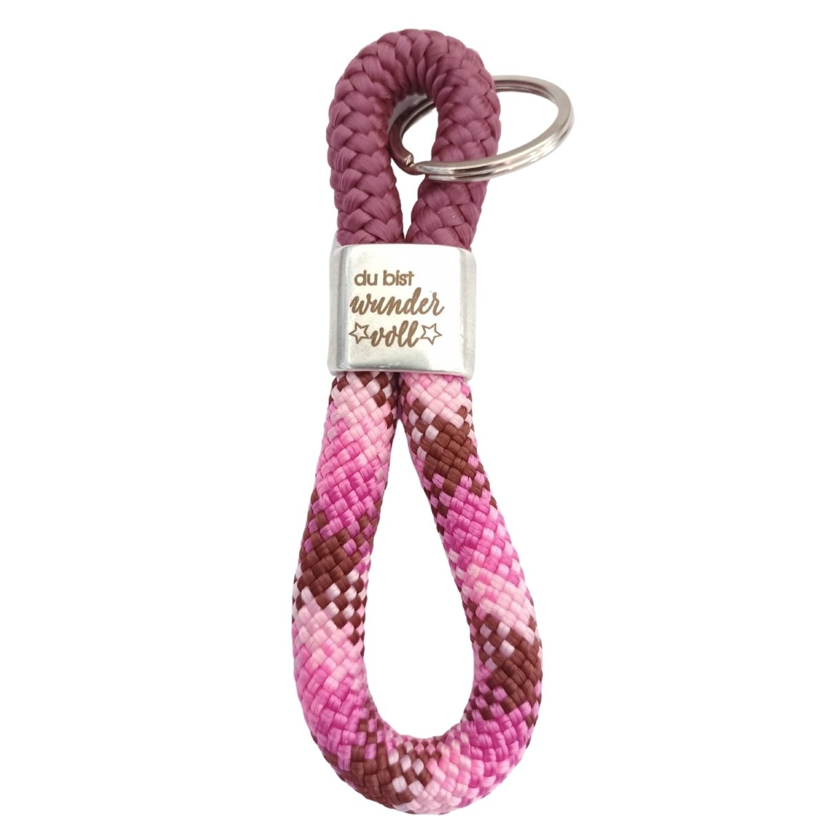Segelseil 8er Schlüsselanhänger 10mm, dunkelrosa / rosa - du bist wundervoll