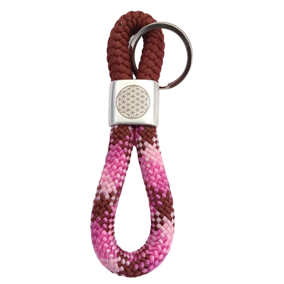 Segelseil 8er Schlüsselanhänger 10mm, rot / rosa - Mandala Blume des Lebens