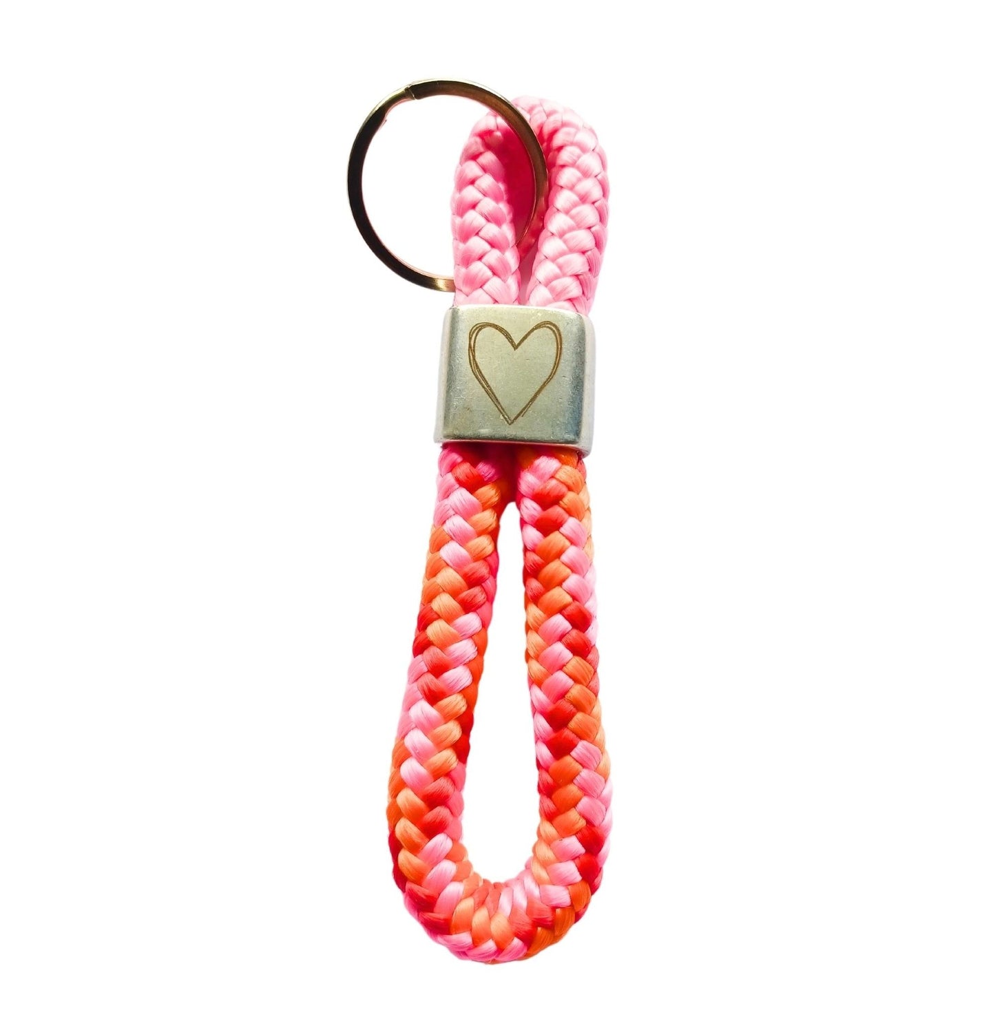 Segelseil 8er Schlüsselanhänger 10mm, rosa / orange - Herz
