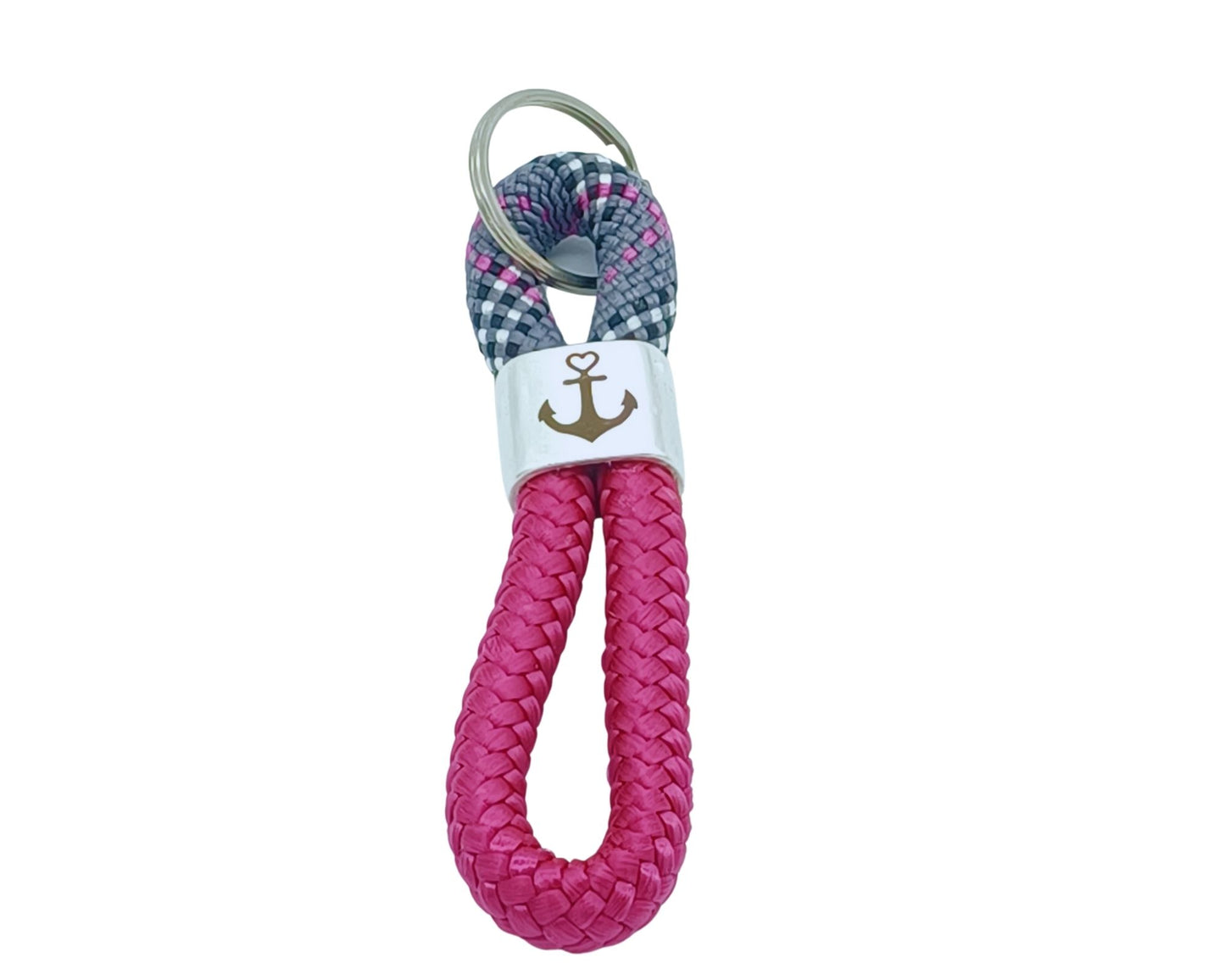 Segelseil 8er Schlüsselanhänger 10mm, pink/ pink grau, Anker