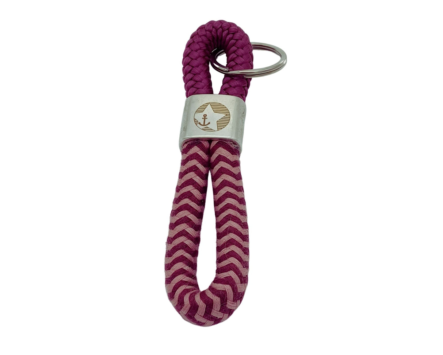 Segelseil 8er Schlüsselanhänger 10mm, bordeaux / rosa, Stern Anker