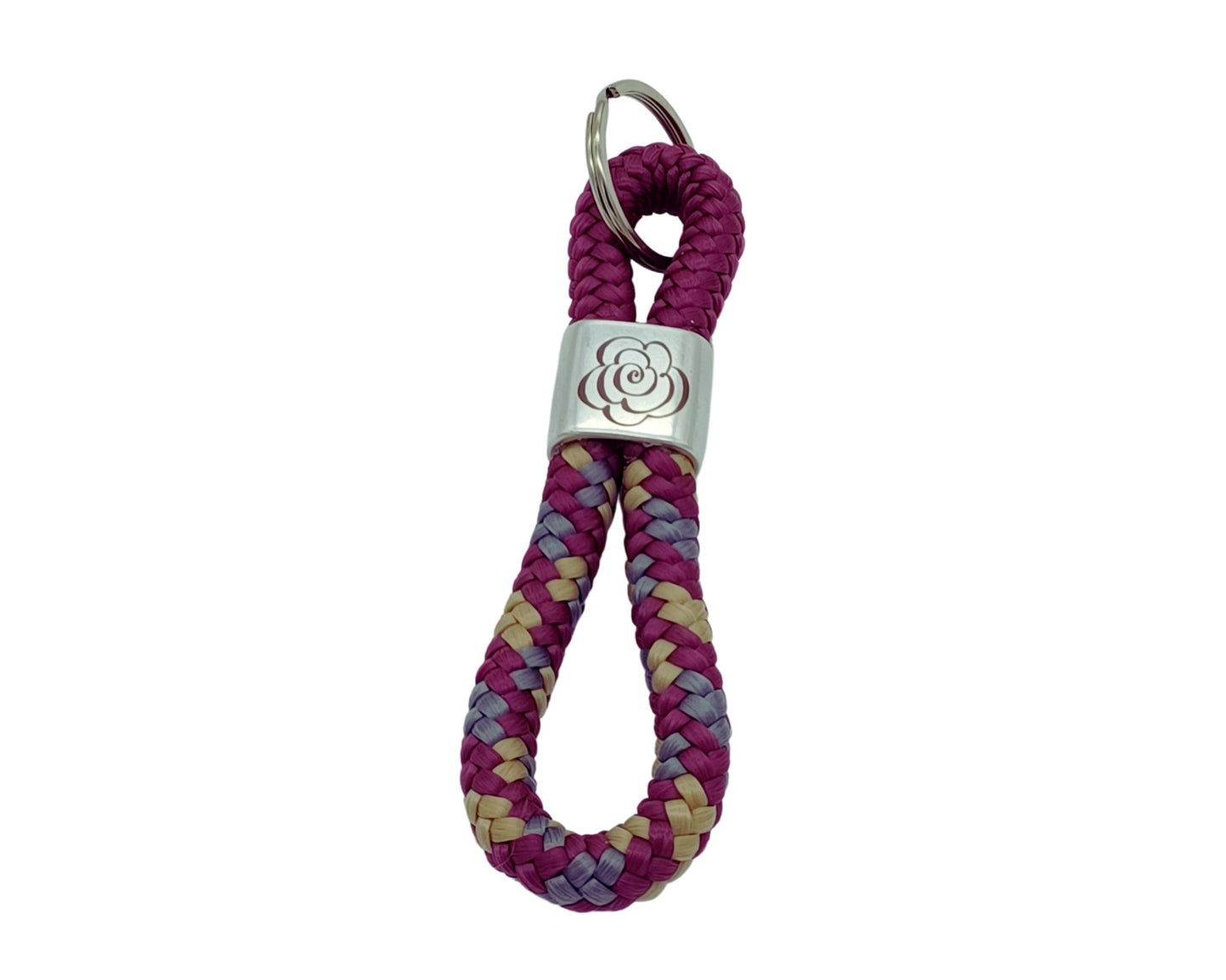 Segelseil 8er Schlüsselanhänger 10mm, bordeaux grau schwarz/ bordeaux, Blume Rose