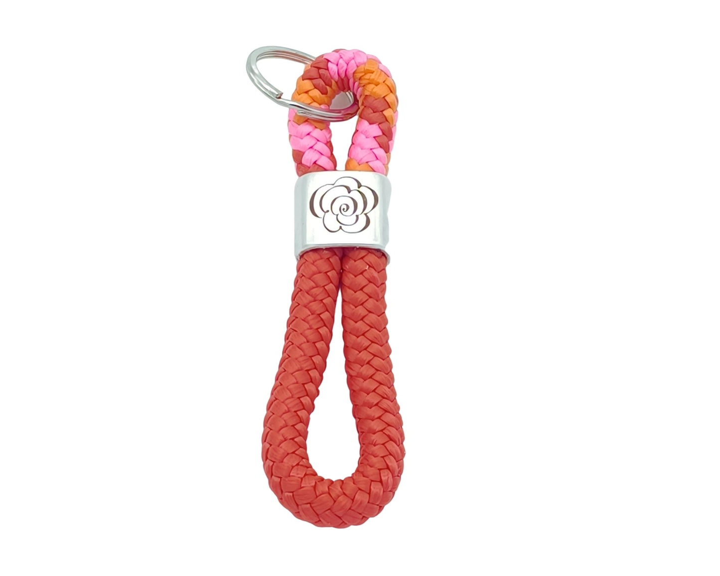 Segelseil 8er Schlüsselanhänger 10mm, rot/ pink rosa, Blume Rose