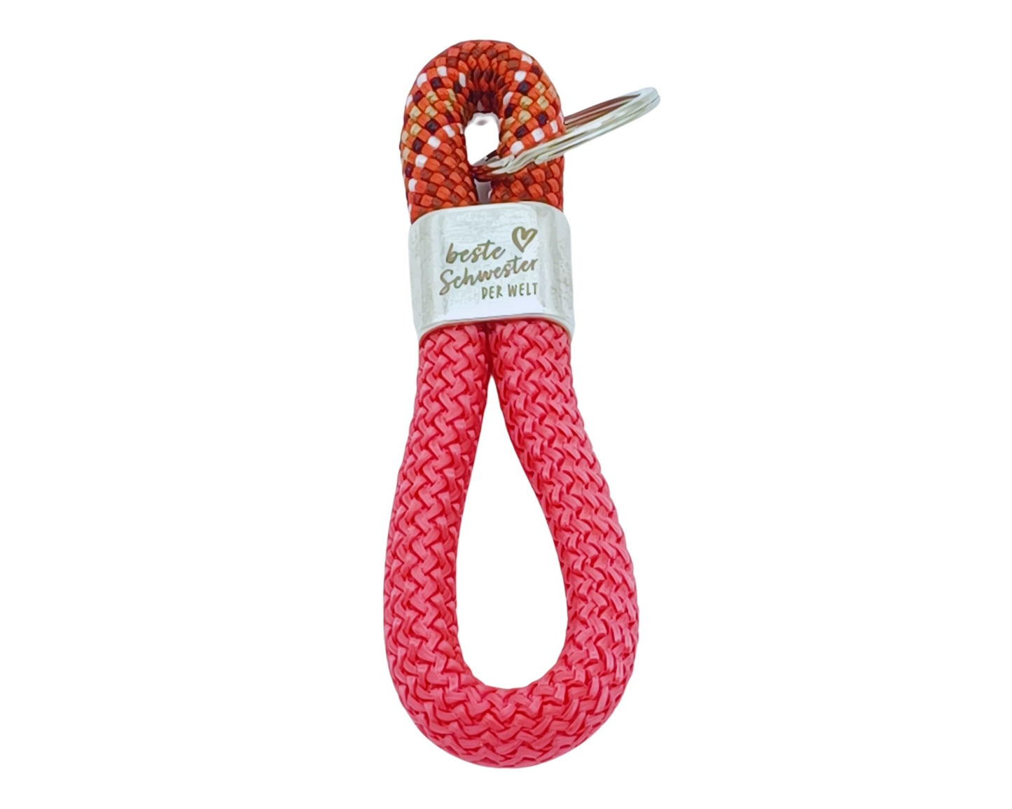 Segelseil 8er Schlüsselanhänger 10mm, pink / rot, beste Schwester der Welt