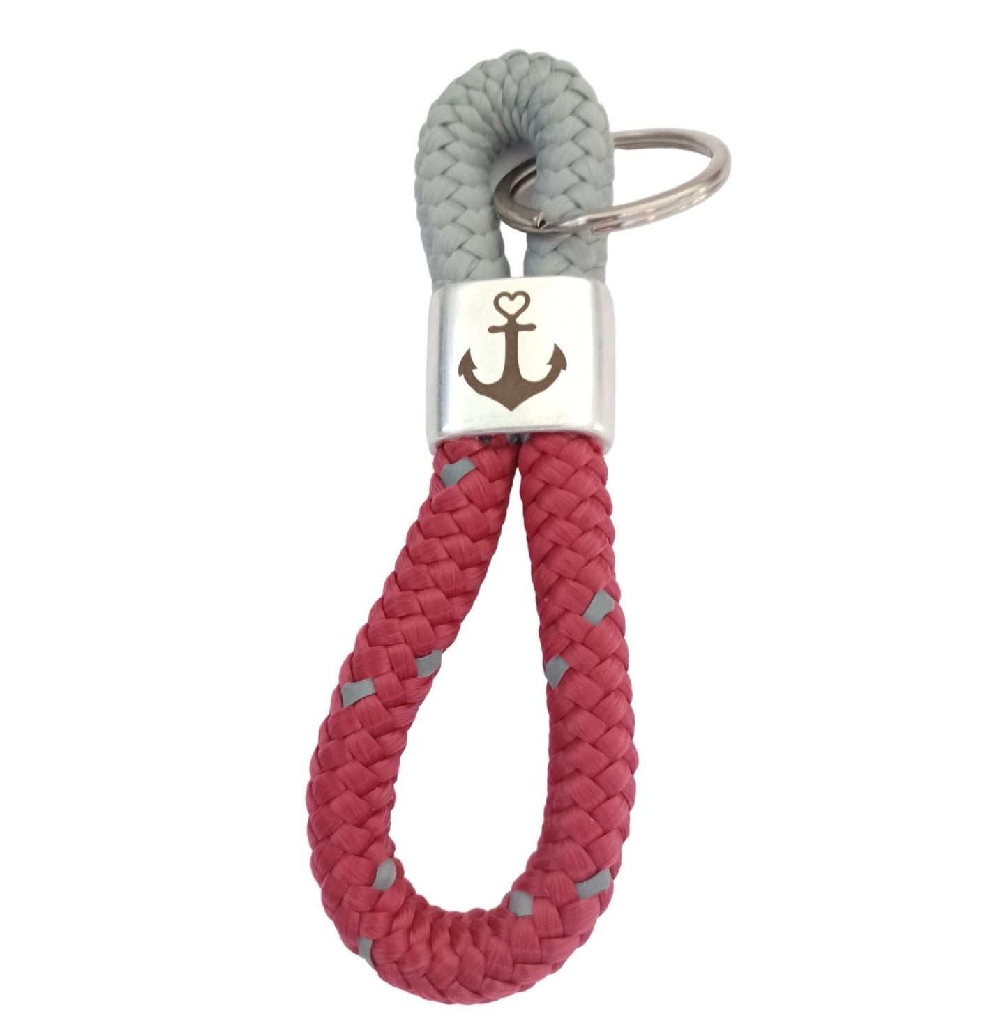Segelseil 8er Schlüsselanhänger 10mm, grau / rot - Anker