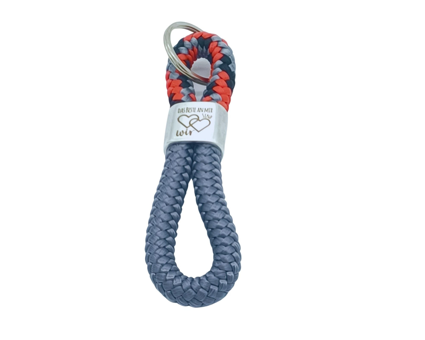 Segelseil 8er Schlüsselanhänger 10mm, grau/ schwarz grau rot, das Schönste an mir sind wir