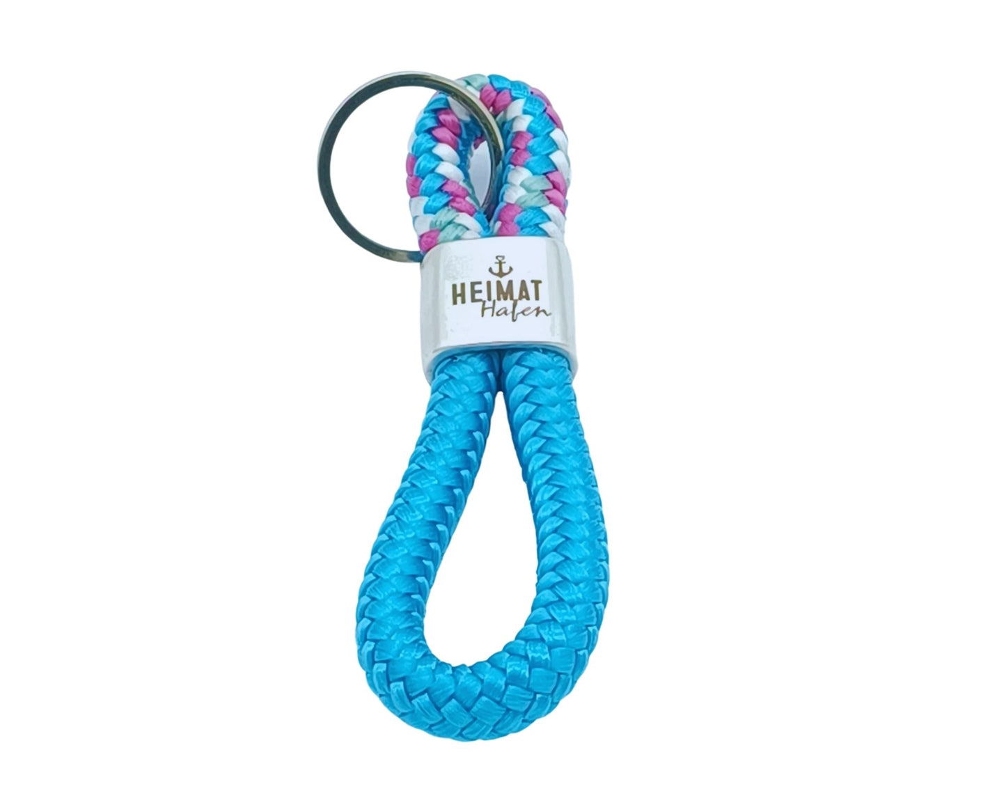 Segelseil 8er Schlüsselanhänger 10mm, türkis/ türkis pink, Heimathafen Anker