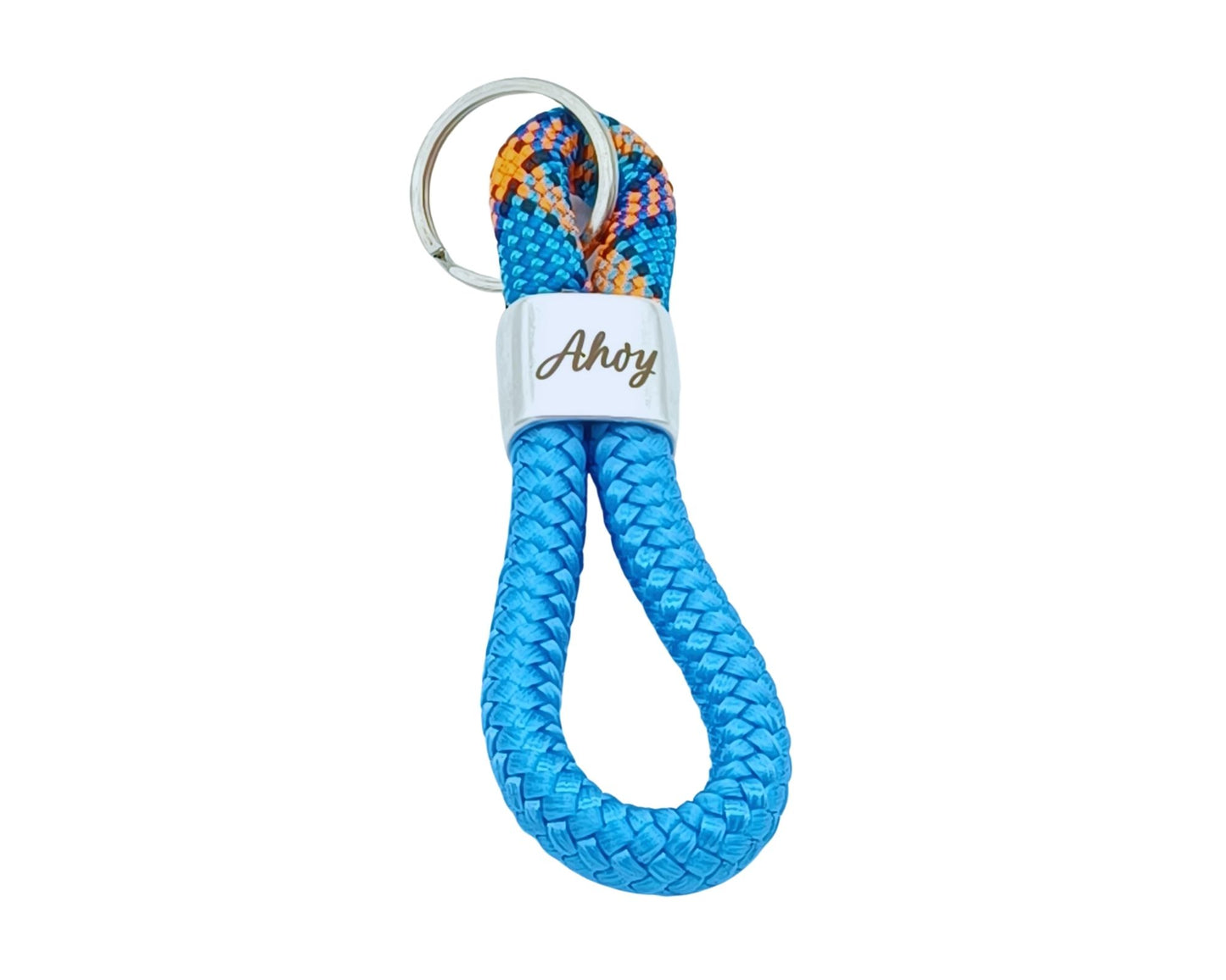 Segelseil 8er Schlüsselanhänger 10mm, türkis/ türkis orange, Ahoy