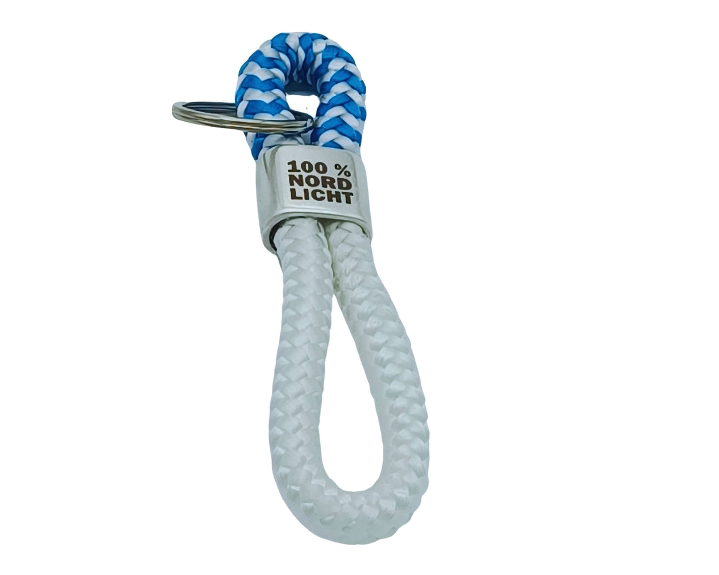 Segelseil 8er Schlüsselanhänger 10mm, türkis/ türkis weiß, 100% Nordlicht