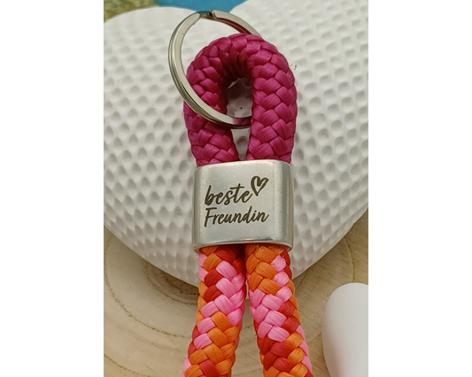 Segelseil 8er Schlüsselanhänger 10mm, beste Freundin pink rot