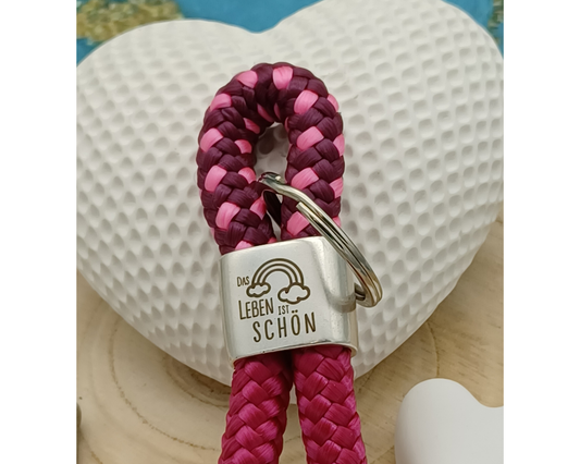 Segelseil 8er Schlüsselanhänger 10mm, das Leben ist schön pink rosa
