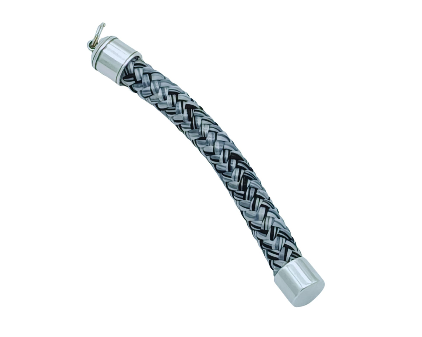 Segelseil 10mm Schlüsselanhänger, Stiftform, schwarz weiß meliert