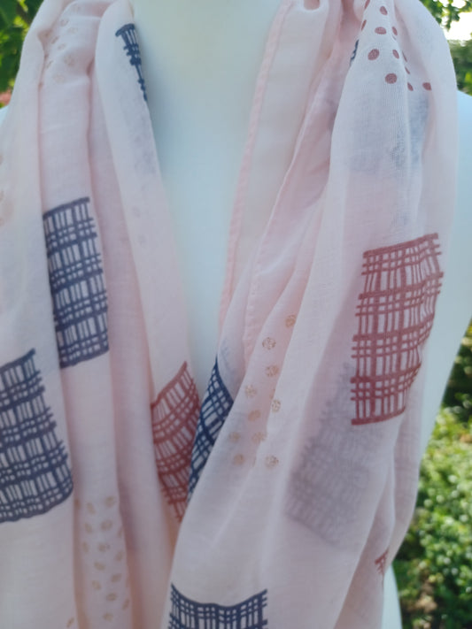 Tücher/ Schal aus Viskose und Baumwolle, rosa blau