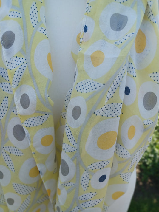 Tücher/ Schal aus Viskose und Baumwolle, gelb grau