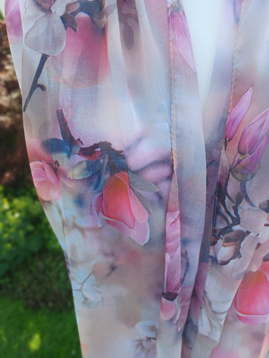 Tücher/ Schal aus Viskose und Baumwolle, rosa grau bunt