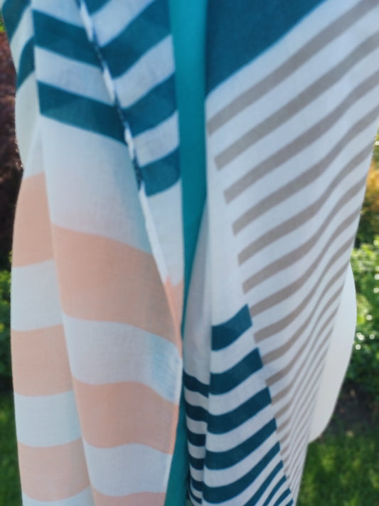 Tücher/ Schal aus Viskose und Baumwolle, grün weiß orange