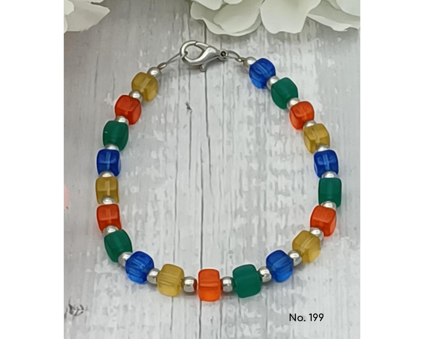 Armband Glasperlen, Würfelform, Lillie