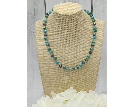 Halskette Glasperlen, 8mm facettiert, Mia