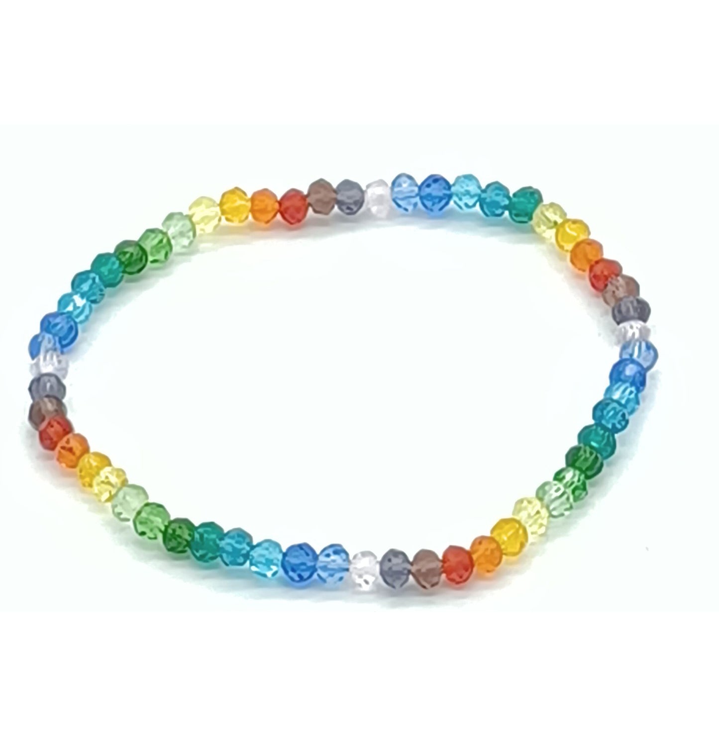 Armband böhmische Glasperlen 4mm facettiert - Bunte böhmische Glasperlen