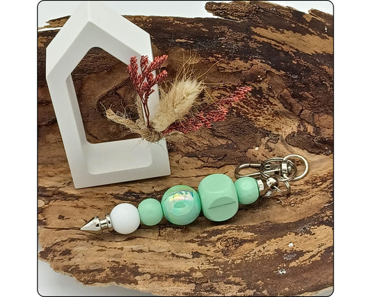 Schlüsselanhänger verschiedene, Holz- und Silikonperlen