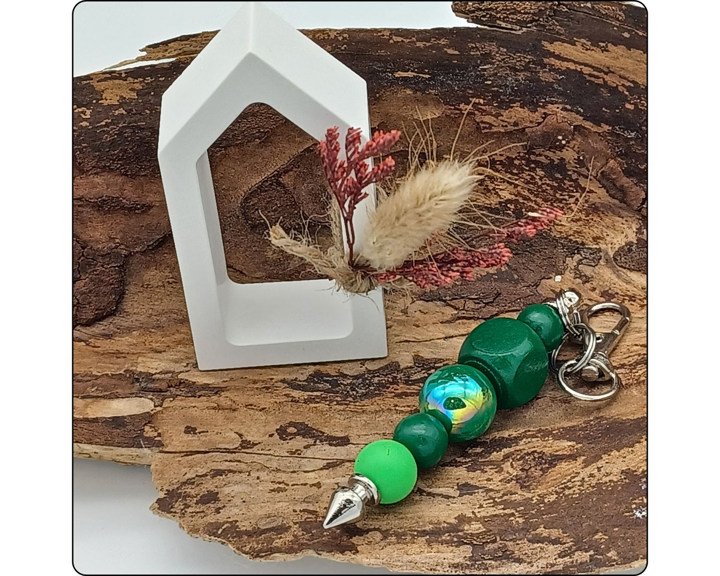 Schlüsselanhänger verschiedene, Holz- und Silikonperlen