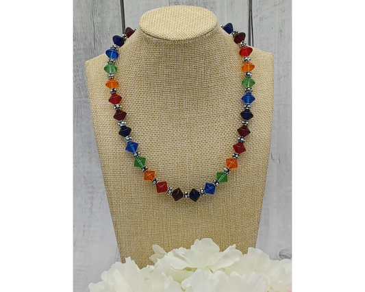 Halskette Glasperlen, Doppelkegel, Elisa