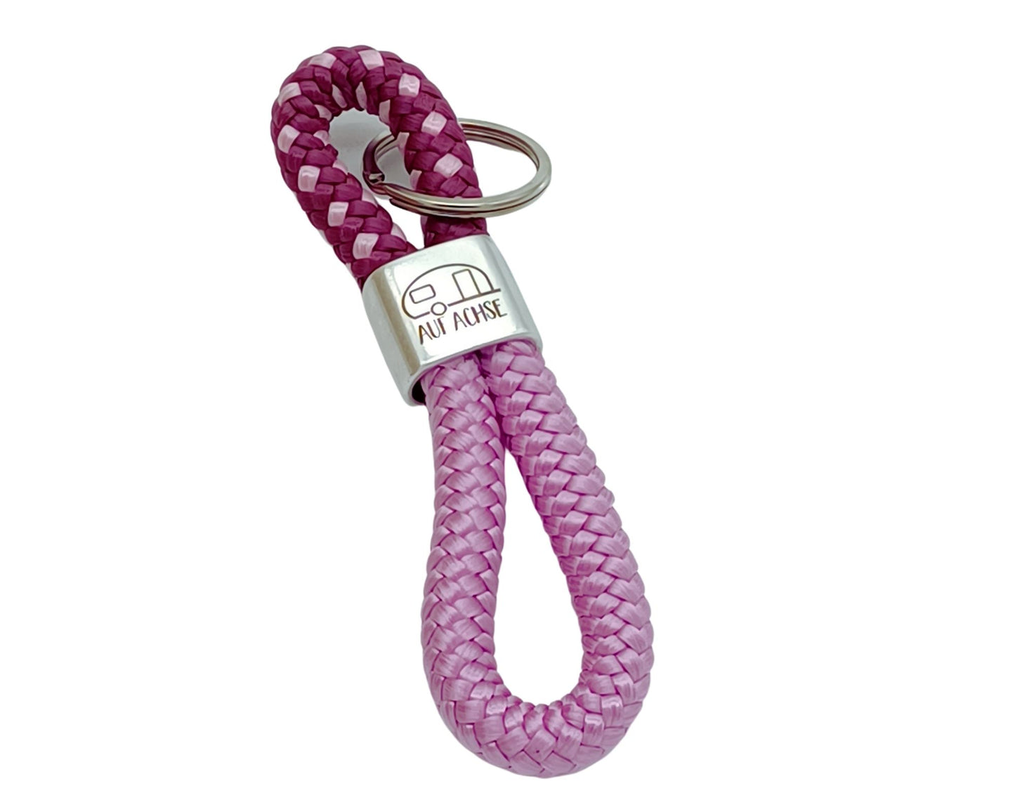 Segelseil 8er Schlüsselanhänger 10mm rosa / pink rosa, auf Achse Wohnwagen