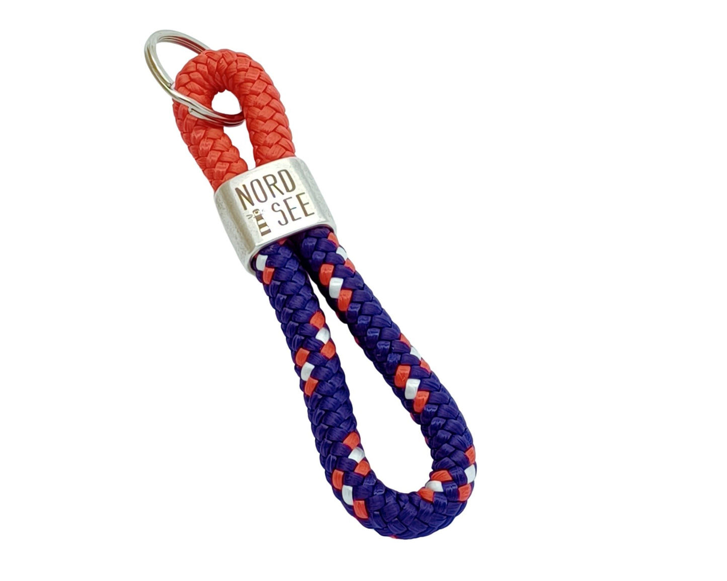 Segelseil 8er Schlüsselanhänger 10mm, blau weiß rot / rot, Nordsee