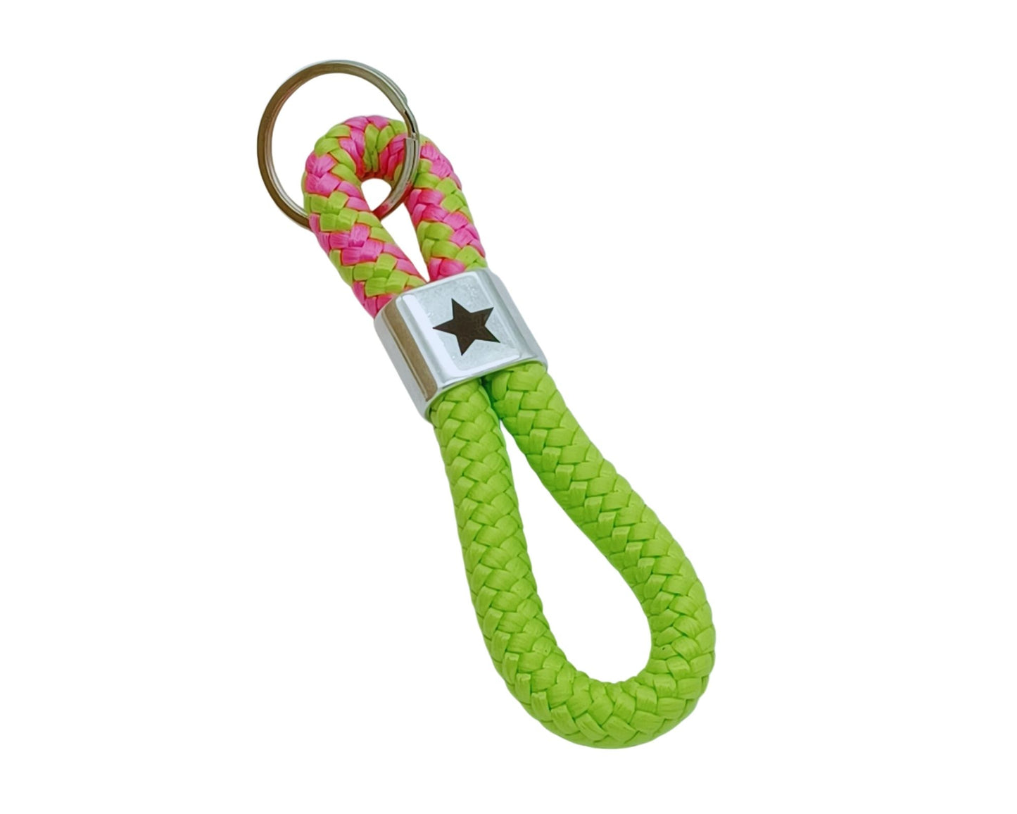 Segelseil 8er Schlüsselanhänger 10mm, grün / grün rosa, Stern