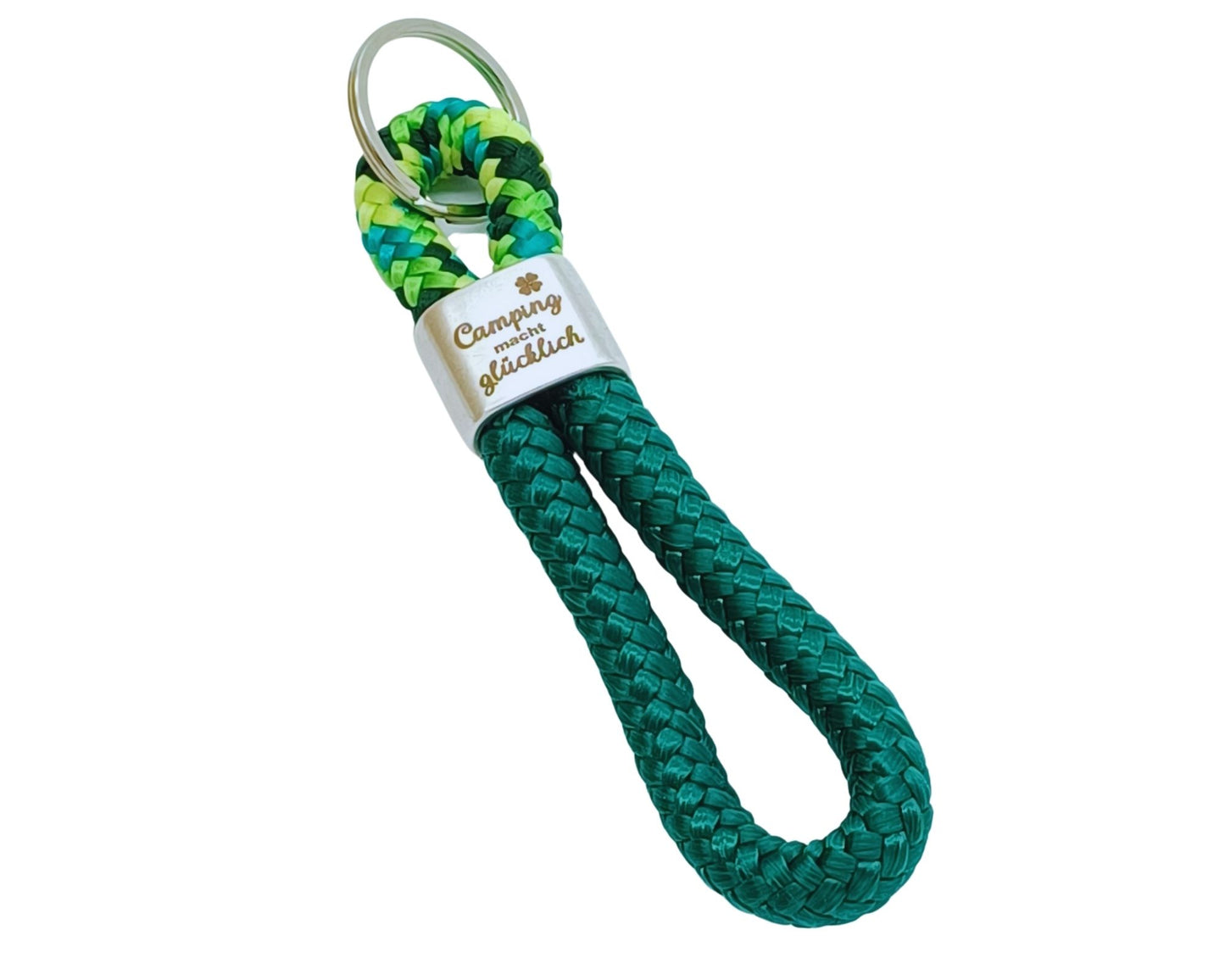 Segelseil 8er Schlüsselanhänger 10mm, grün / grün, Camping macht glücklich