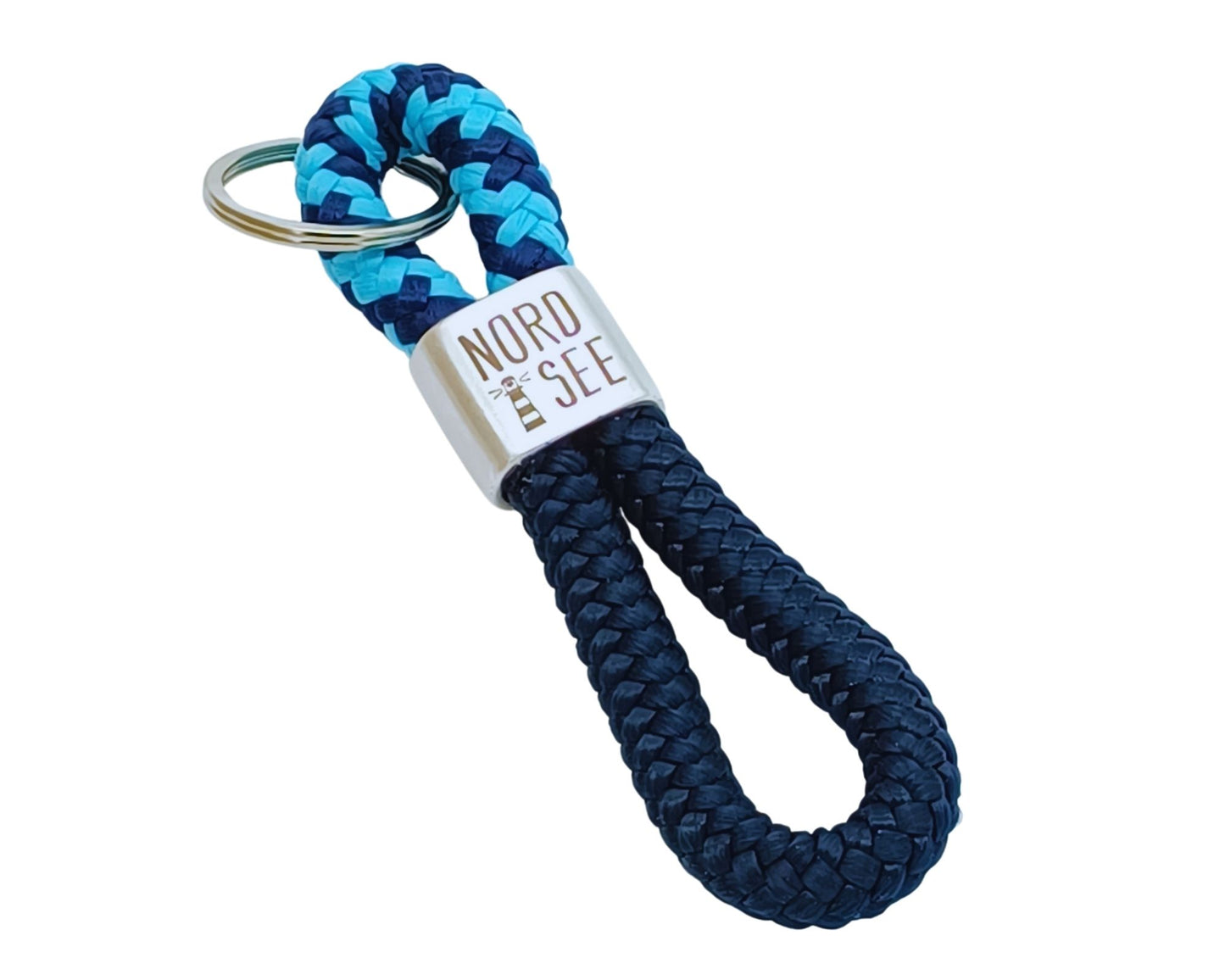 Segelseil 8er Schlüsselanhänger 10mm, blau / türkis blau, Nordsee