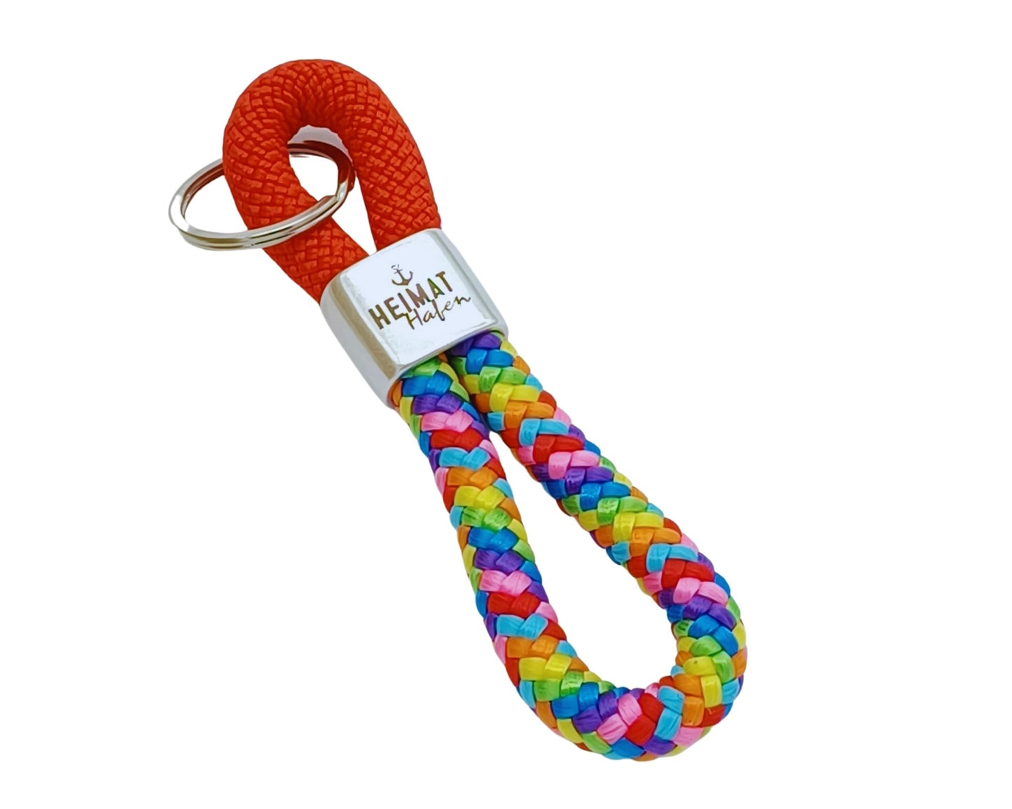 Segelseil 8er Schlüsselanhänger 10mm, bunt / rot, Heimathafen Anker
