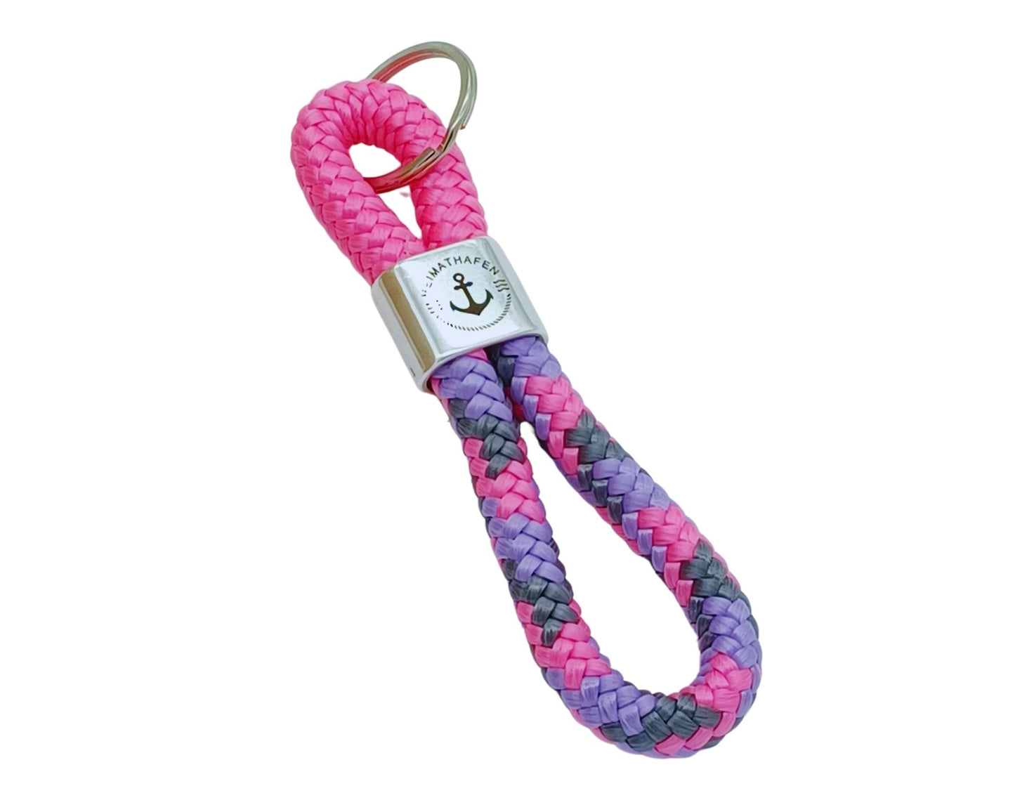 Segelseil 8er Schlüsselanhänger 10mm, pink türkis/ pink, Heimathafen Anker