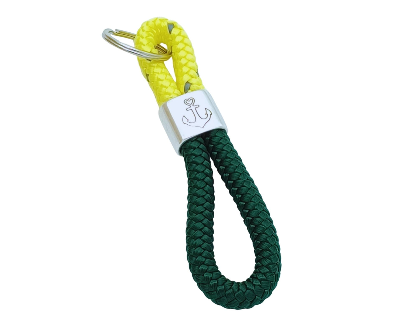 Segelseil 8er Schlüsselanhänger 10mm, grün / gelb, Anker