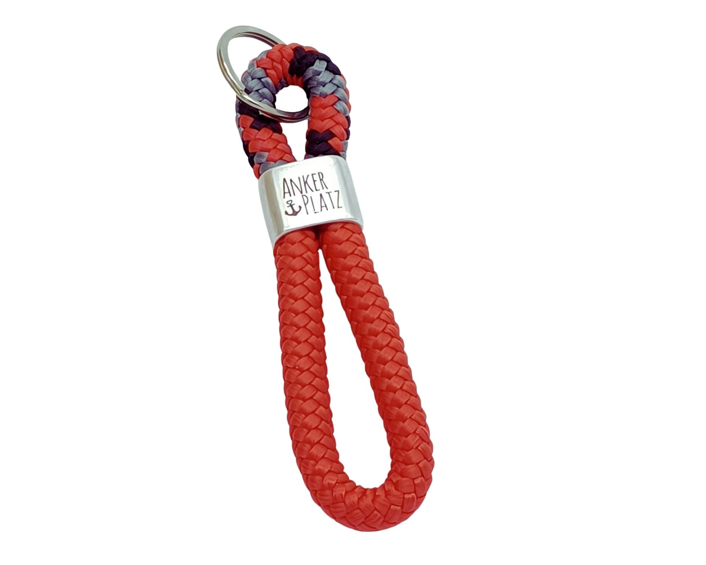 Segelseil 8er Schlüsselanhänger 10mm, rot / rot schwarz grau, Ankerplatz