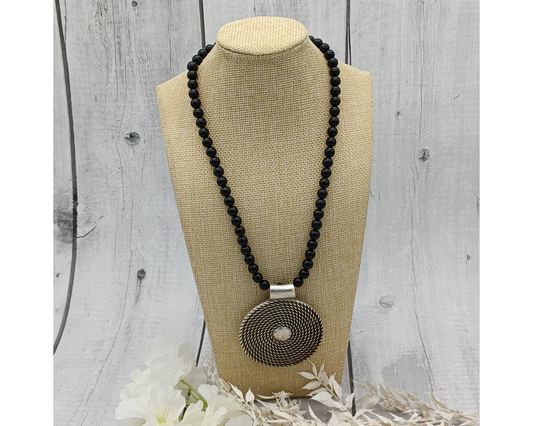 Unikat Böhmische Glasperlen Silberener Anhänger- Saskia